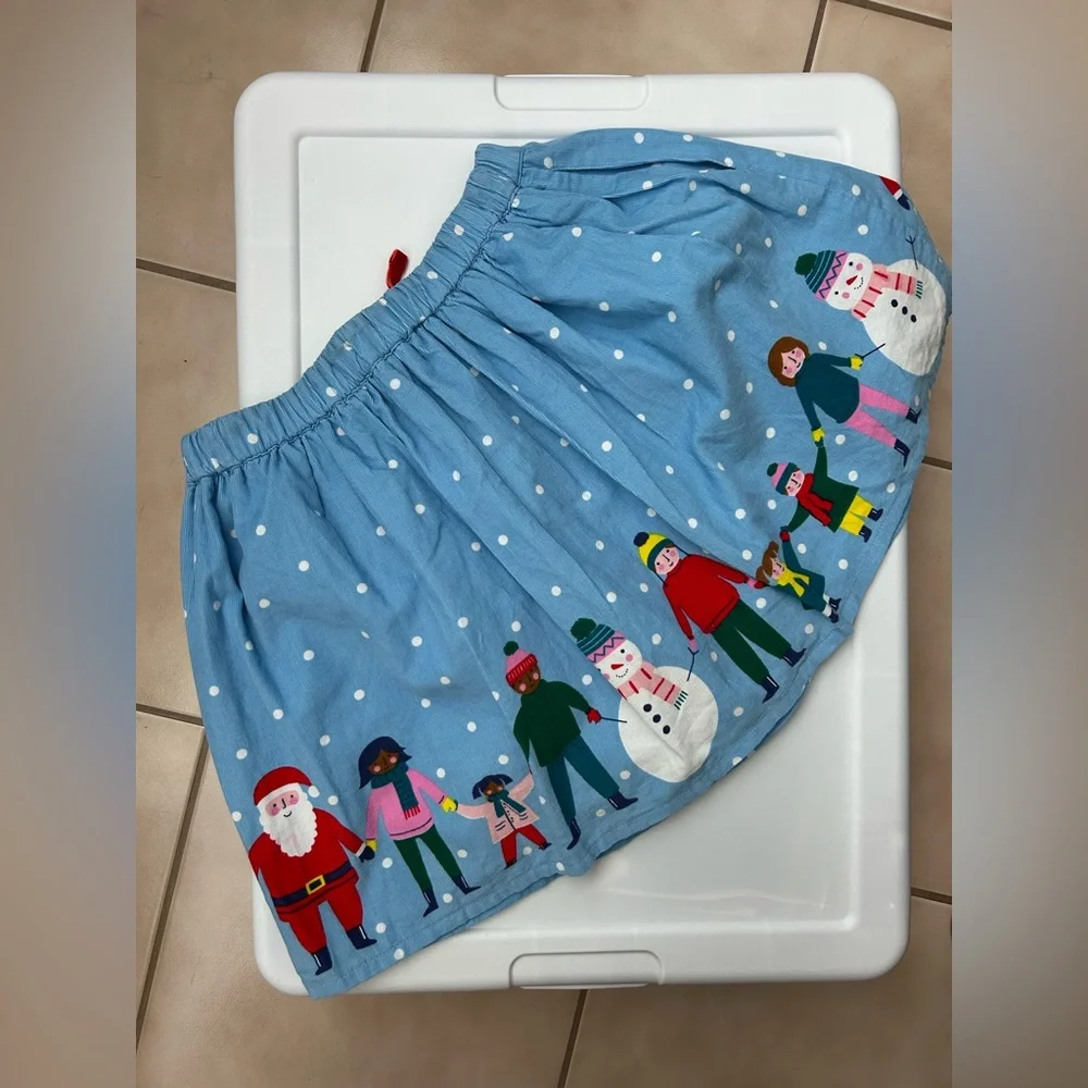 NWT Mini Boden Festive Blue Skirt with Holiday Characters